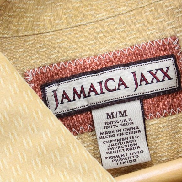 Vintage Jamaica Jaxx Silk Shirt Mens Gold Button Down Short Sleeve Collared M - Picture 6 of 9